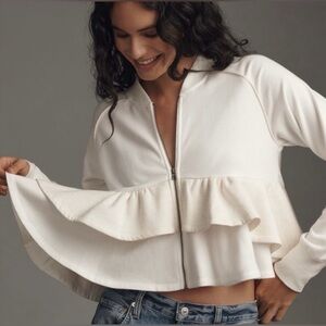 Maeve White Zip-Up Jacket